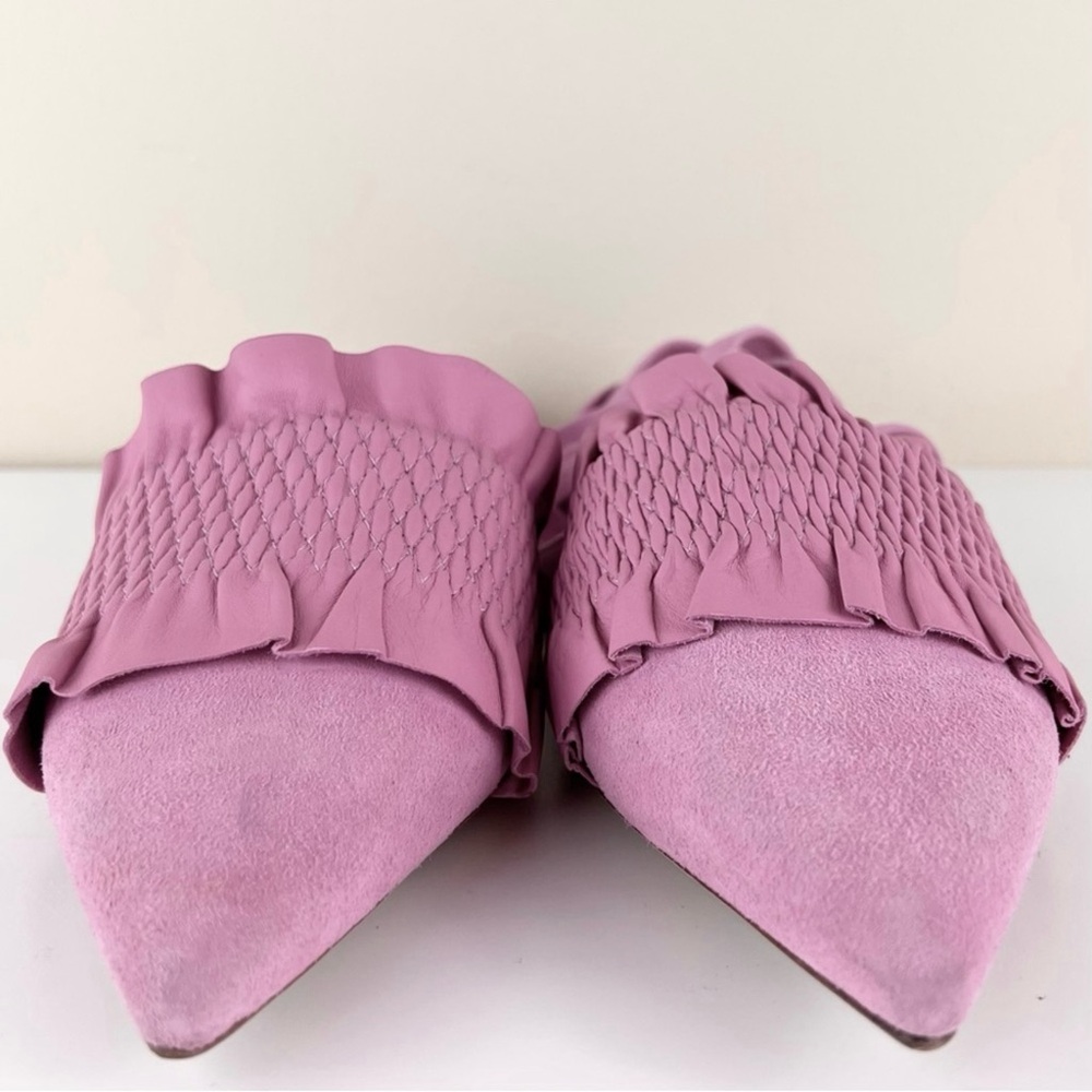 TORY BURCH PINK SUEDE ANKLE WRAP MULES - Picture 10 of 12